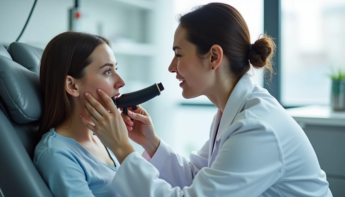 KBB uzmanı boğaz reflüsü tanısı için endoskopik muayene